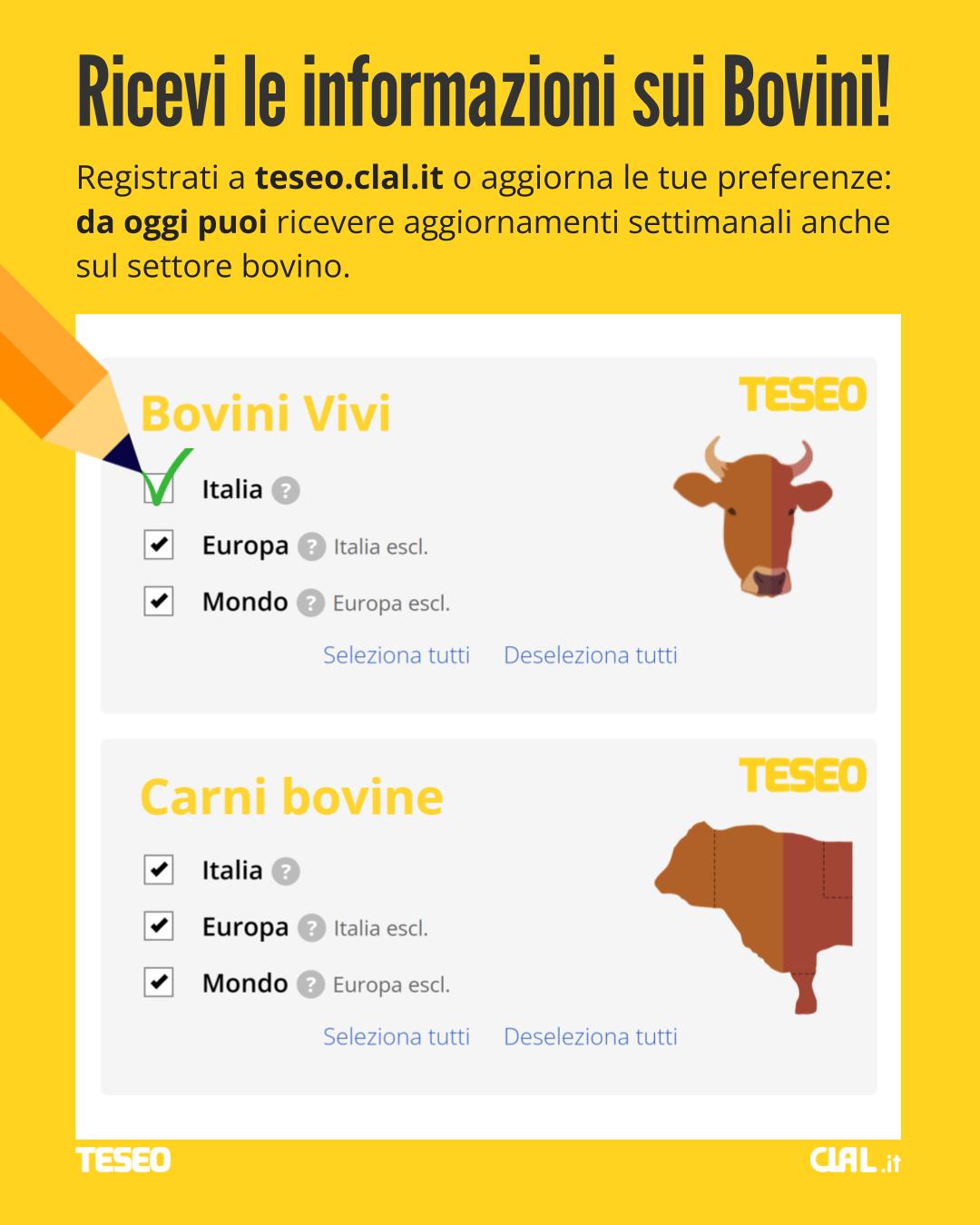 Ricevi le informazioni sui bovini nella newsletter domenicale